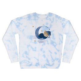 Cute bear sleeps on the moon Crewneck Sweatshirt