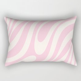 Wavy Loops Retro Abstract Pattern Pink Cream Rectangular Pillow