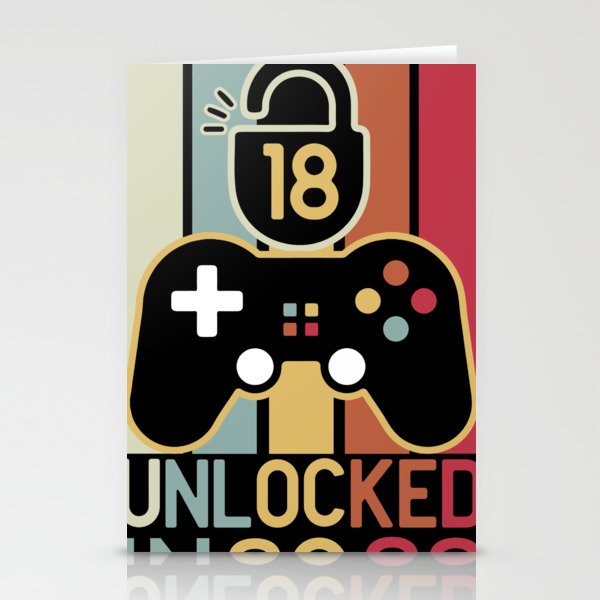 Level 18 unlocked in 2022 18th birthday gamer gift Stationery Cards