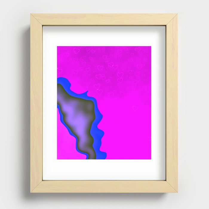 Purple Blue and Hearts Recessed Framed Print