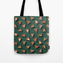 Pizza Party Pattern - Floating Pizza Slices on Teal Tote Bag
