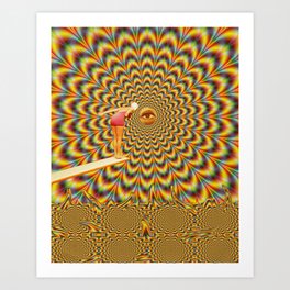 Acid jump Art Print | Collage, Art, Vintage, Surreal, Rainbow, Moon, Retro, Space, Colors, Water 