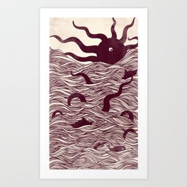 Octopus The Rising Sun II Art Print