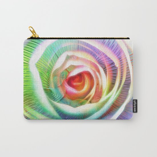 Rainbow Rose & Fractal Carry-All Pouch