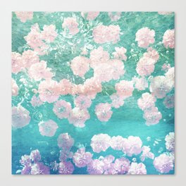 pink and green floral vintage photo effect Canvas Print