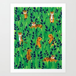 Tigers in the jungle Art Print