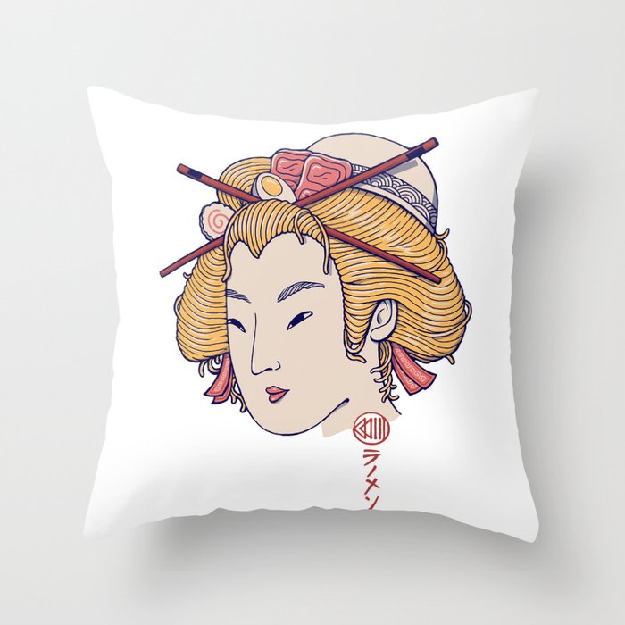 Ramen Geisha Throw Pillow
