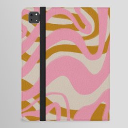 Retro Mid-Century Swirl in Pink + Tan iPad Folio Case