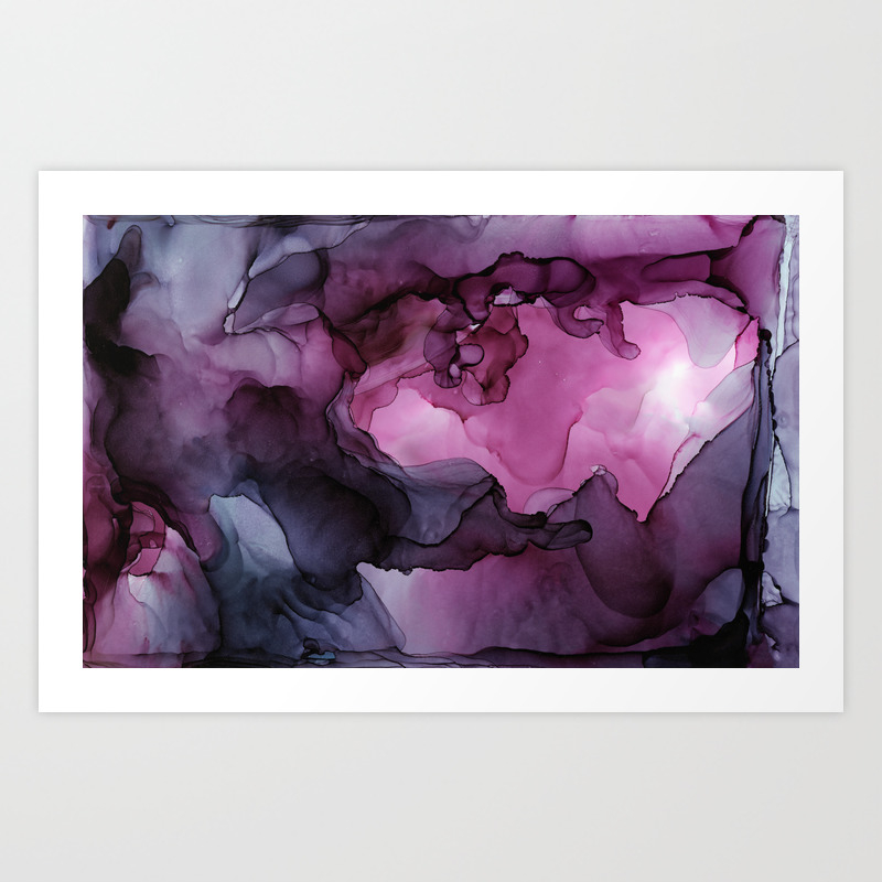 Abstract Ink Painting Ethereal Flowing Watercolor Nebula Art Print