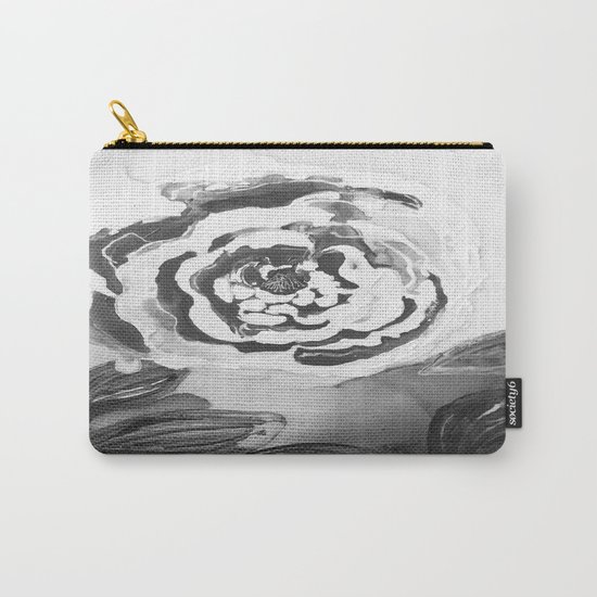 Mother's Day Roses Silver Year Black and White Carry-All Pouch