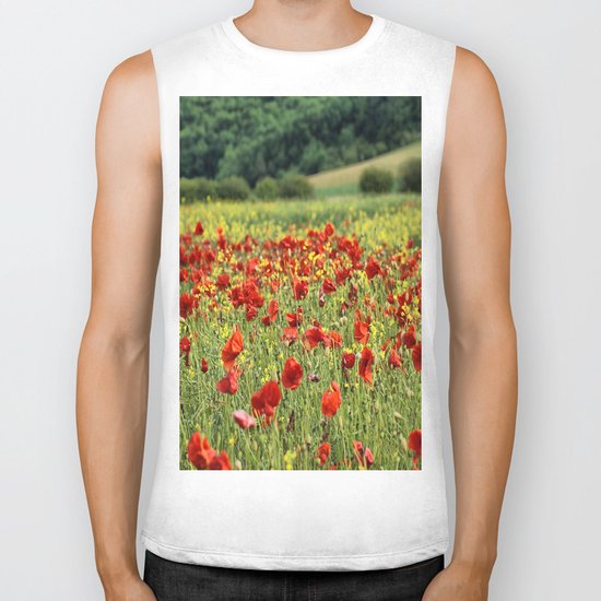 Poppies, Poppies, Poppies Biker Tank