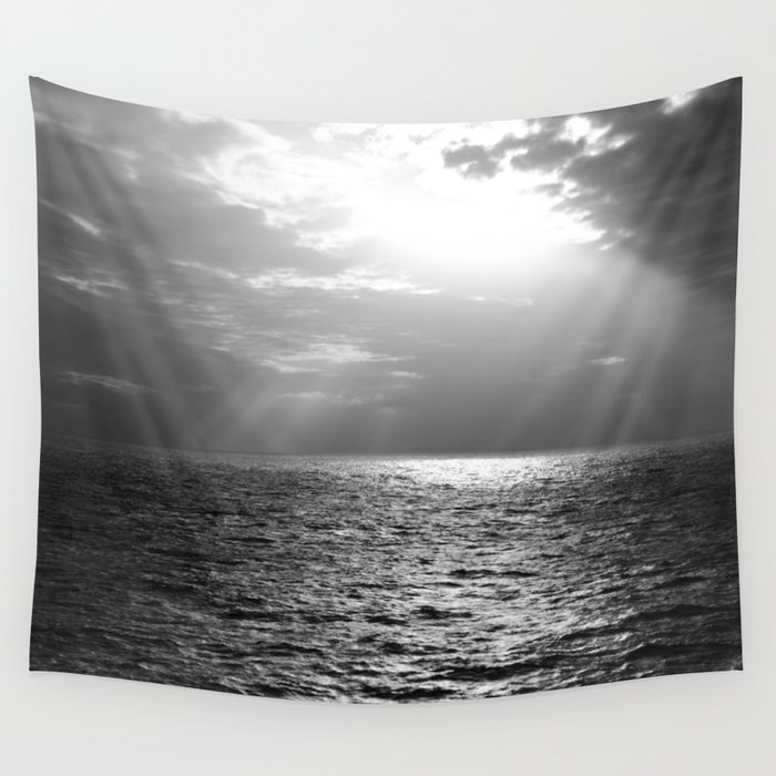 Black and White Sea Wall Tapestry