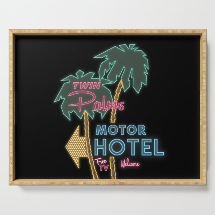Twin Palms Retro Neon Sign Serving Tray