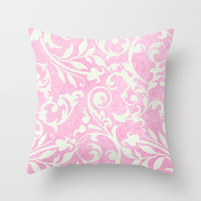 Shabby Chic pink damask Throw Pillow