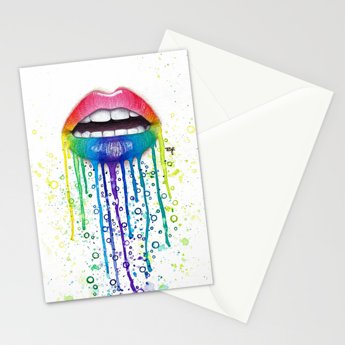 Rainbow Lips Colorsplash Stationery Cards By Briannalentry Society6