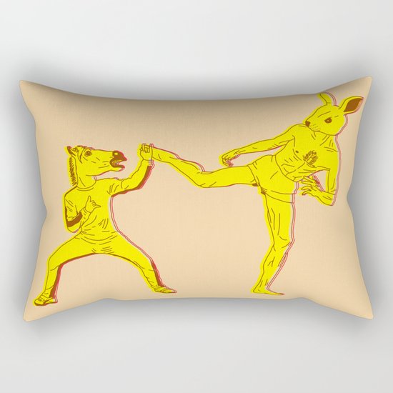 Horse-Dude versus Kick-Bunny Rectangular Pillow