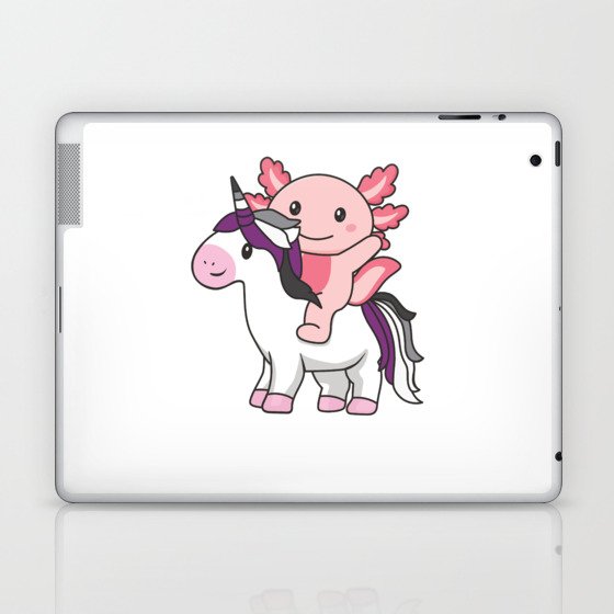 Asexual Flag Pride Lgbtq Axolotl On Unicorn Laptop & iPad Skin