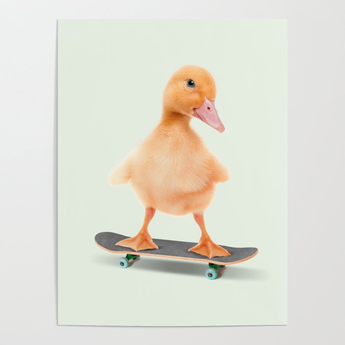 Skateboarding Duck Poster