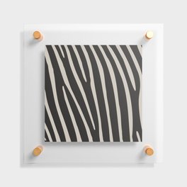 Abstract Zebra Stripes Pattern - Pale Silver and Raisin Black Floating Acrylic Print