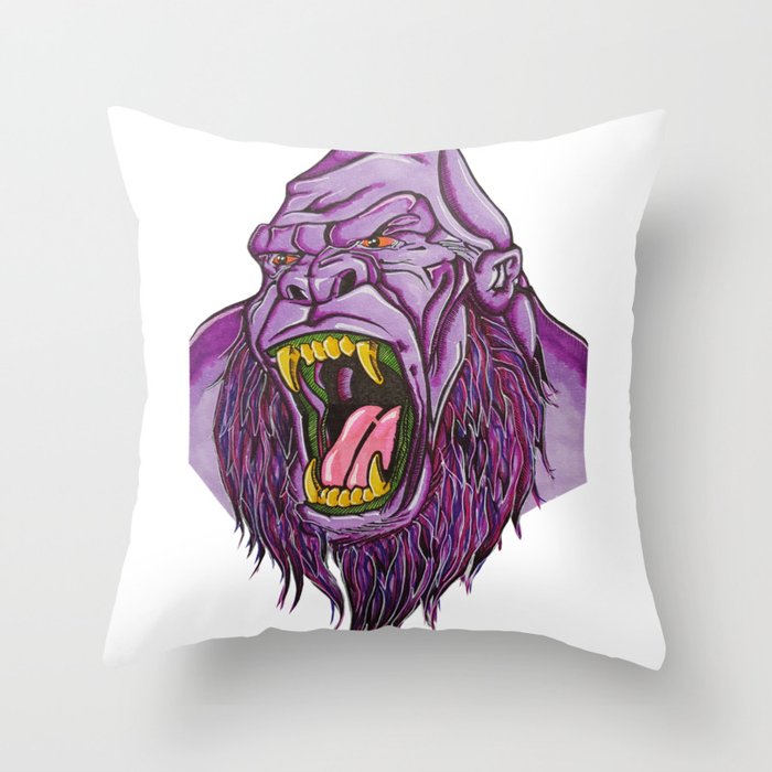 Purple Bigfoot/gorilla hybrid Throw Pillow
