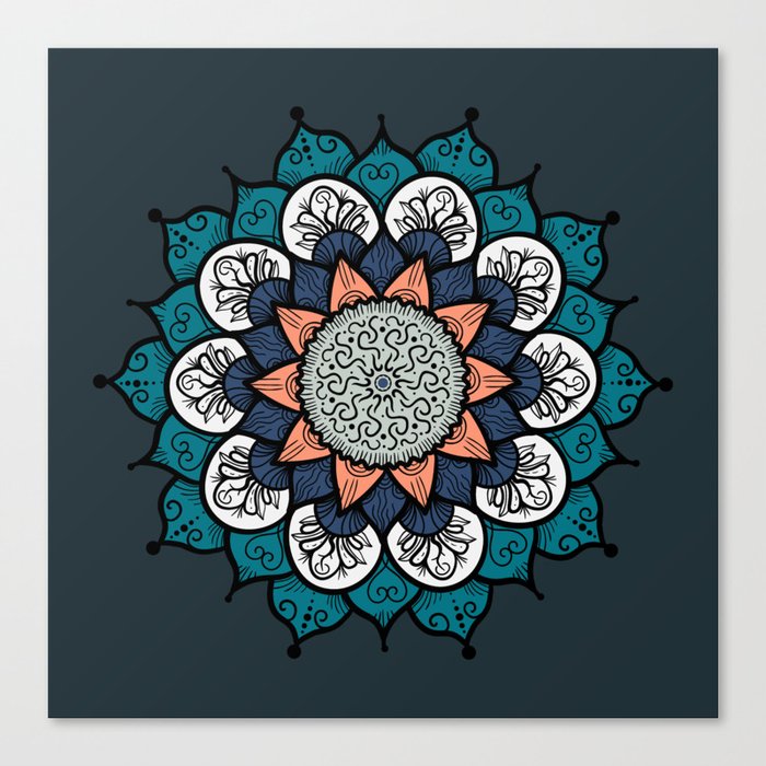 Blue Bohemian Mandala Canvas Print