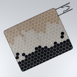 Honeycomb Black Beige Gray Grey Hive Picnic Blanket