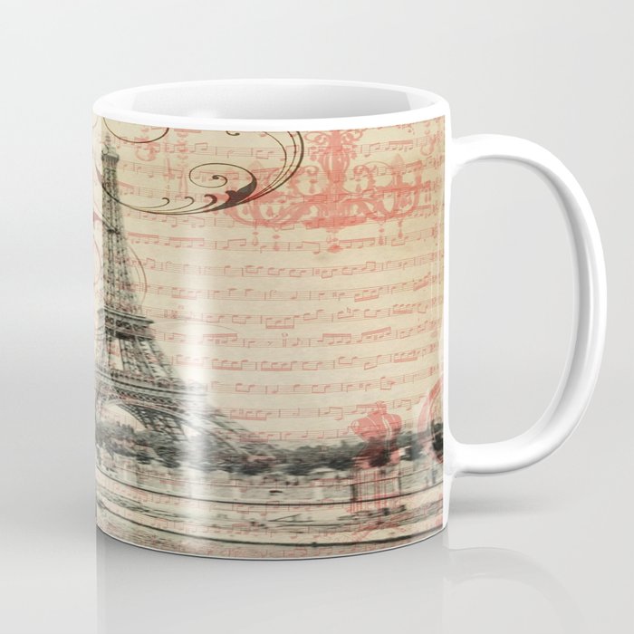 Vintage Chandelier White Rose Music Notes Paris Eiffel Tower Coffee Vintage Chandelier White Rose Music Notes Paris Eiffel Tower Coffee Mug