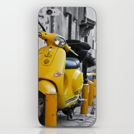YELLOW MOTORCYCLE SCOOTER IN VINTAGE STREET iPhone Skin