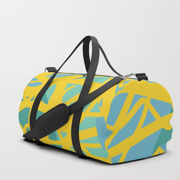 Yellow Green Acqua Abstract Organic Pattern Desig Duffle Bag