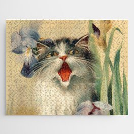 “Cat and Irises” by Maurice Boulanger Jigsaw Puzzle