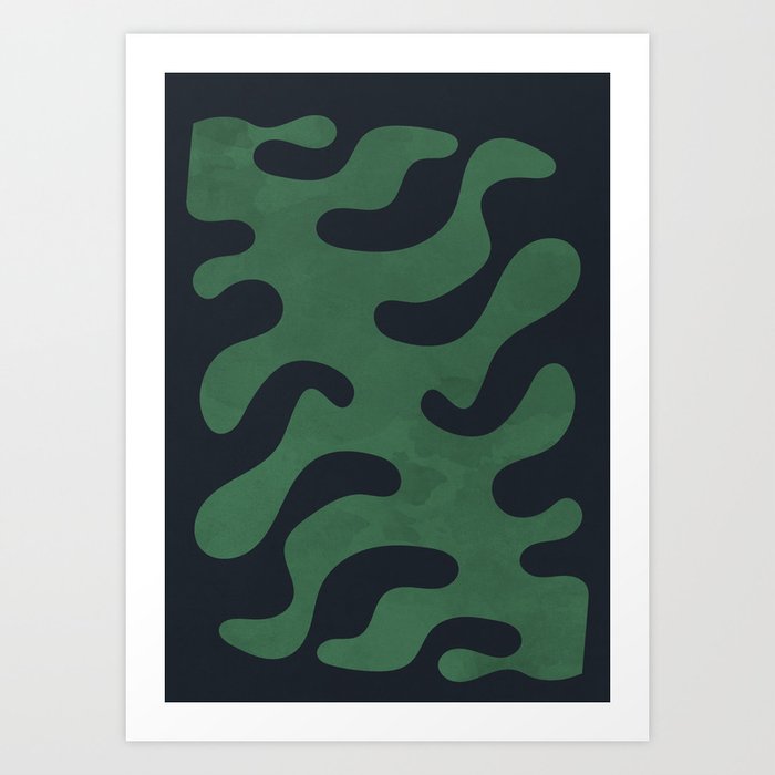 Abstract Botanical, Leaf Shapes, Green 2 Art Print
