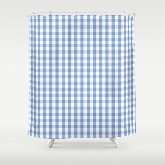 Classic Pale Blue Pastel Gingham Check Shower Curtain
