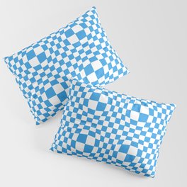 Checked & Warped Pattern (Blue | White) Pillow Sham
