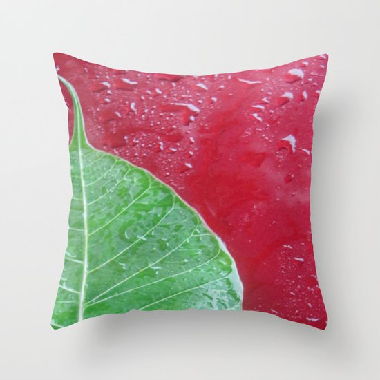 Leaf on red Throw Pillow