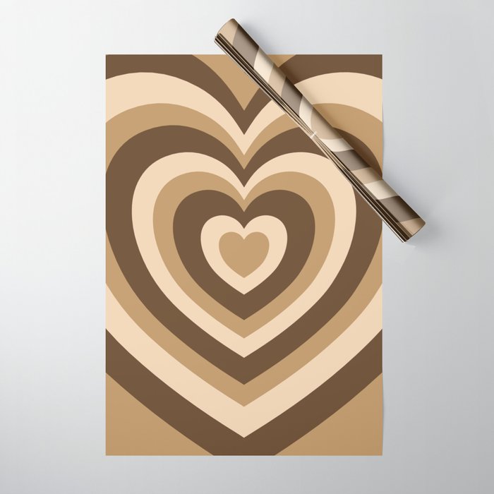 Aesthetic Hypnotic Brown Hearts Wrapping Paper by Simple Decor