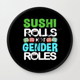 Sushi Roll Gender Roles Feminist Kawaii Maki Wall Clock | Chef, Asian, Ramenhouse, Fish, Japanesecuisine, Japanesechef, Cute, Sushiroll, Anime, Maki 