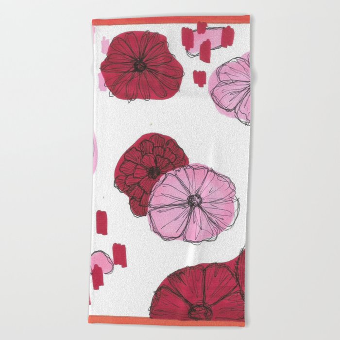 Tulip flower artwork Beach Towel