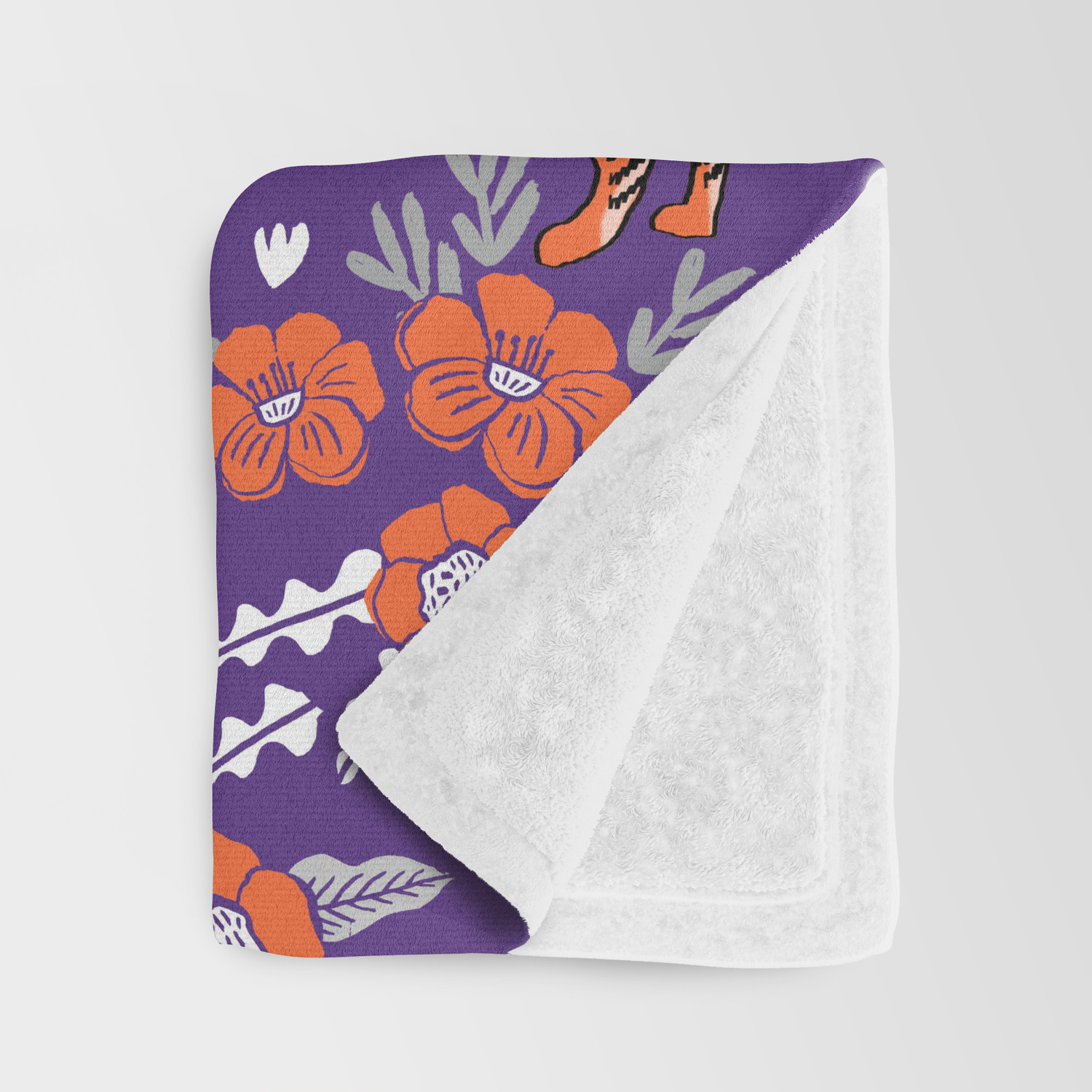 Tiger Clemson Purple And Orange Florals University Fan Variety