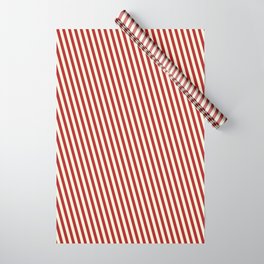 [ Thumbnail: Red & Beige Colored Pattern of Stripes Wrapping Paper ]