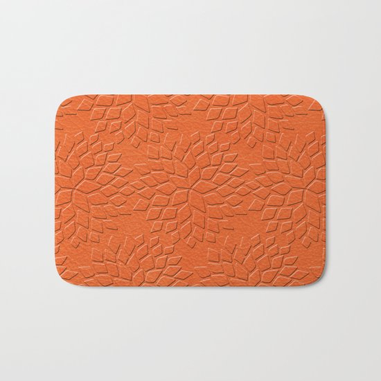 Leather Look Petal Pattern - Flame Color Bath Mat