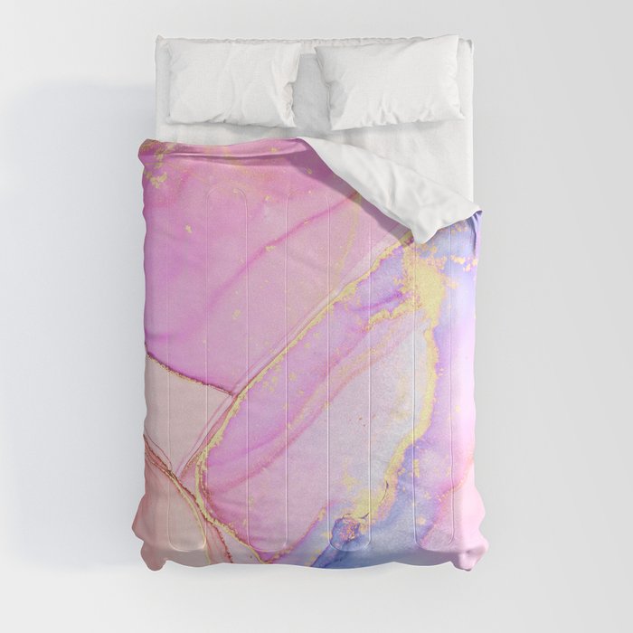 Blush Glamour Alcohol Ink Marble Texture II Comforter