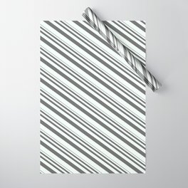 [ Thumbnail: Dim Gray & Mint Cream Colored Striped/Lined Pattern Wrapping Paper ]