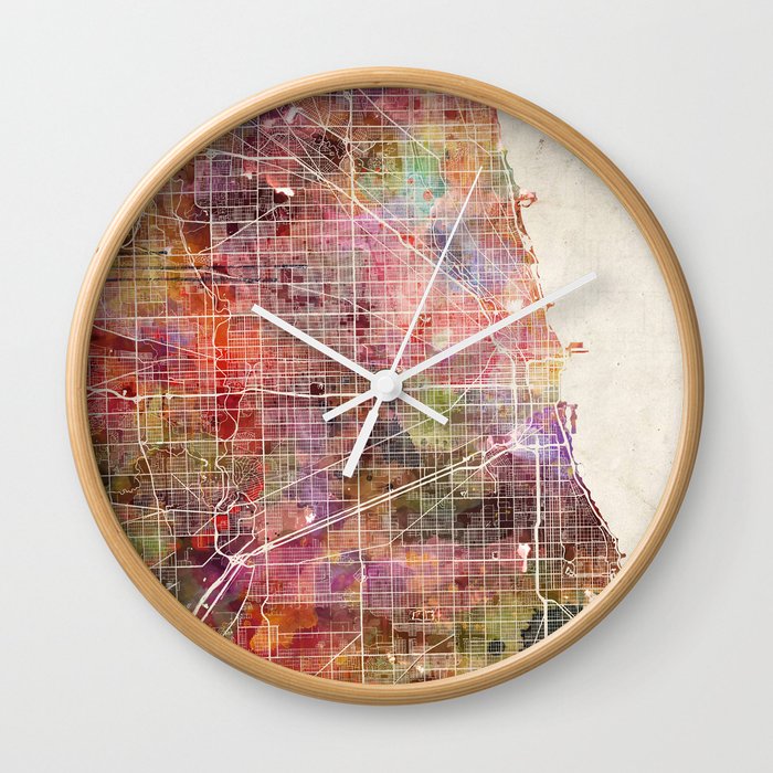 Chicago map Wall Clock