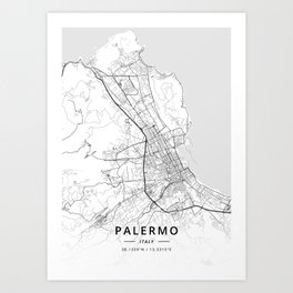 Palermo, Italy - Light Map Art Print