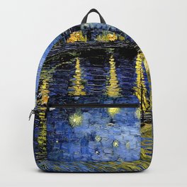 Van Gogh Starry Night Over the Rhône Backpack | Classic, Oil, Starrynight, Gold, Blue, Water, Nature, Vangoghseries, Purevintagelove, Digital 