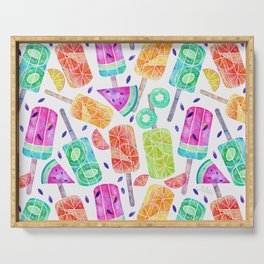 Watercolor Fruitsicles - Pattern - Cool Tones Serving Tray