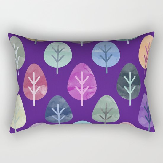 Watercolor Forest Pattern II Rectangular Pillow