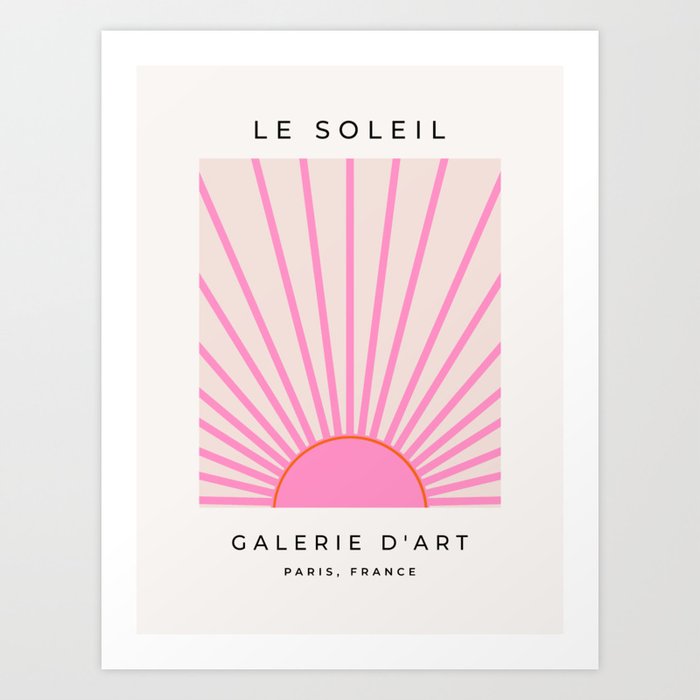 Le Soleil | 01 - Retro Sun Print Pink Aesthetic Preppy Decor Modern Abstract Sunshine Art Print