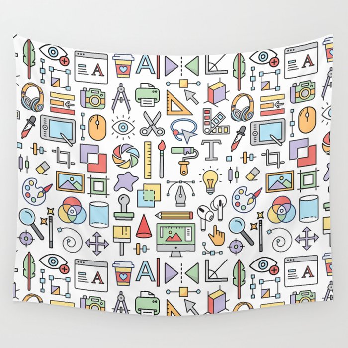 Retro Color Creative Tools Wall Tapestry