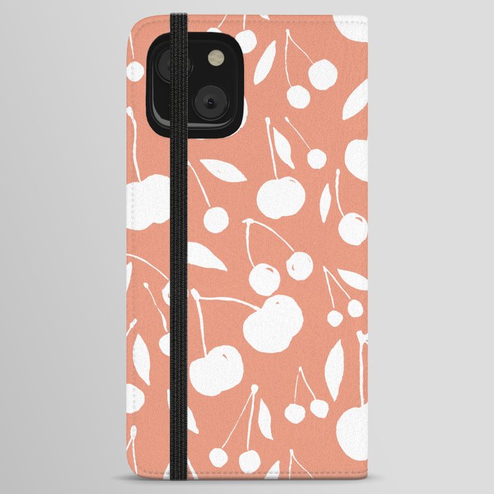 Cherries pattern - coral iPhone Wallet Case